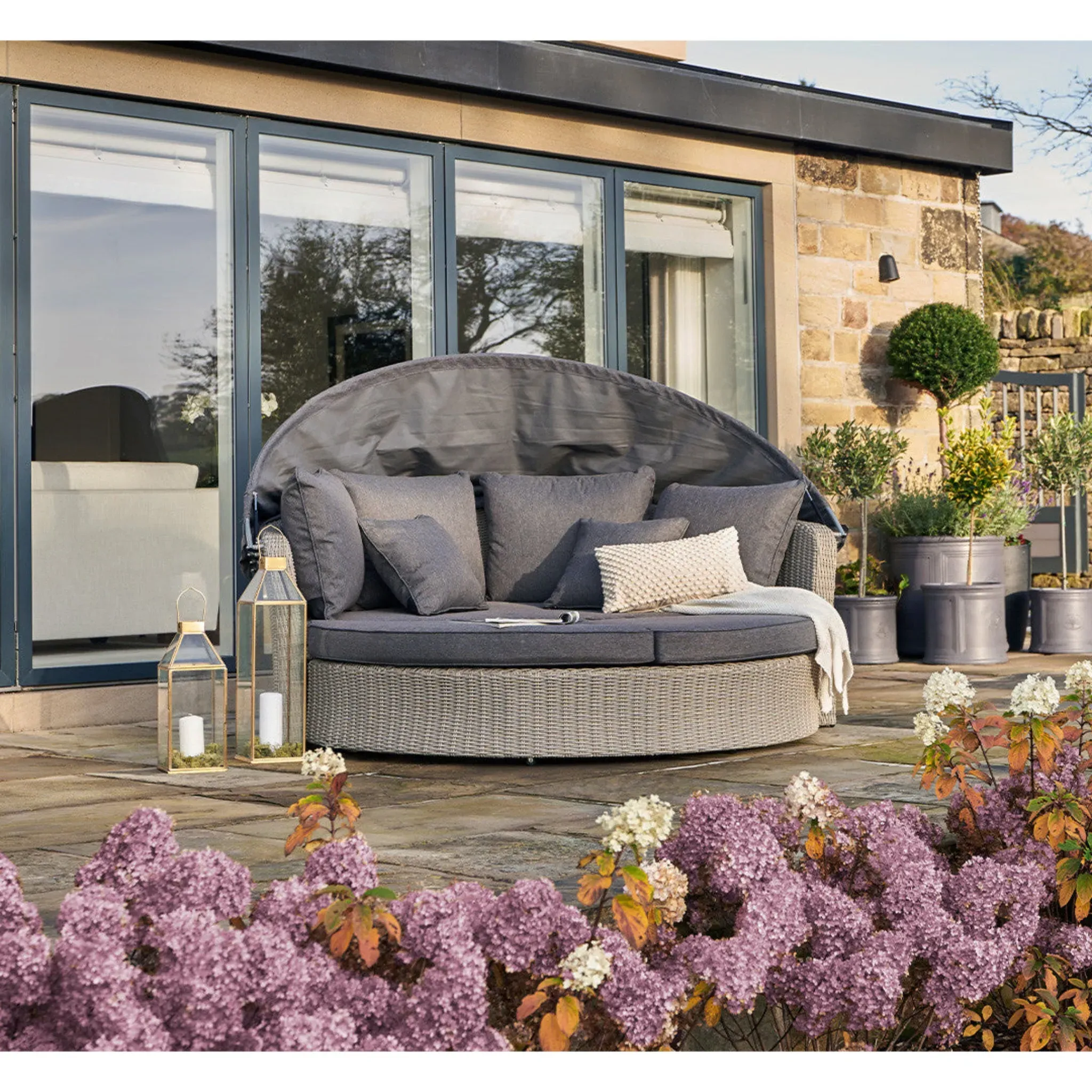 Bermuda Day Bed with Swivel & Hood - Stone Grey, Rattan product