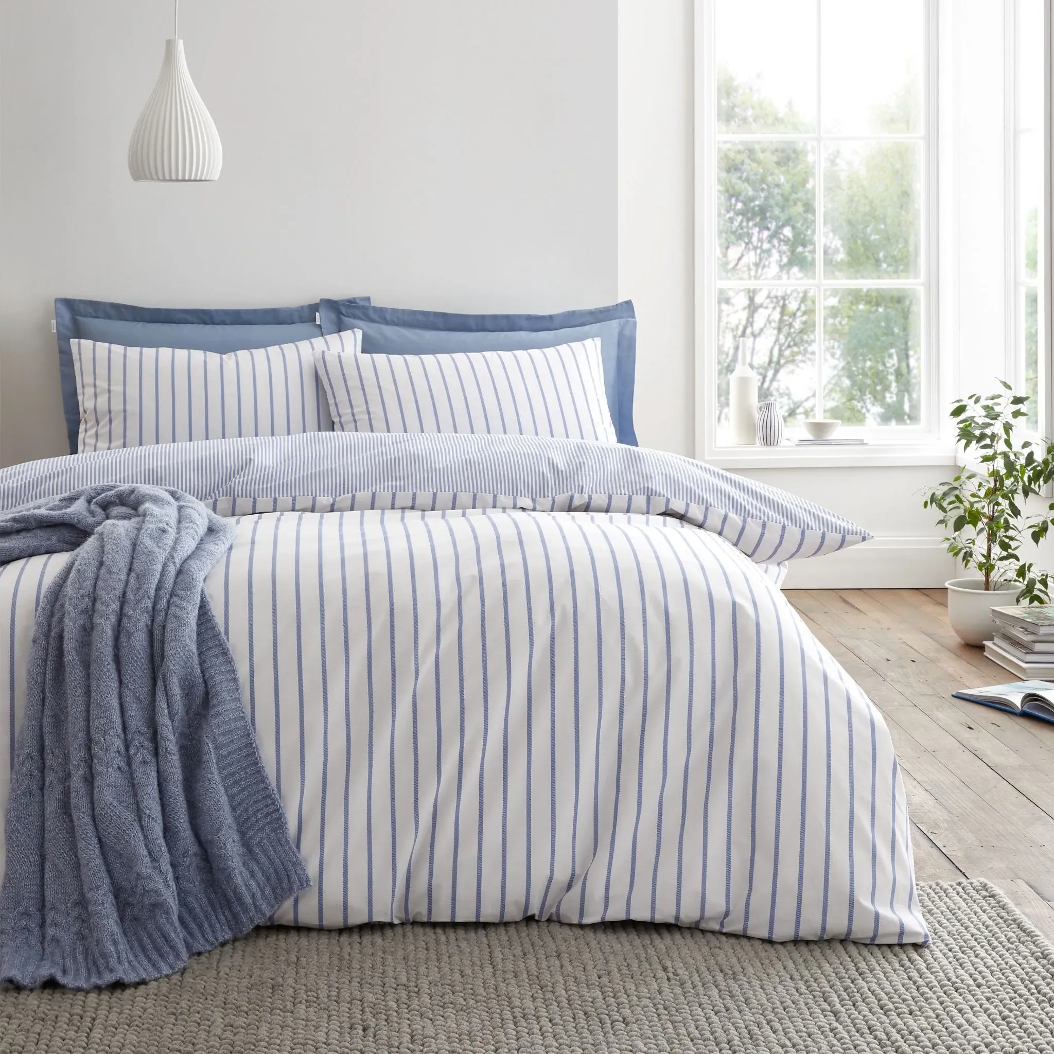 Bianca Hampton Stripe Super King Duvet Set - Blue product