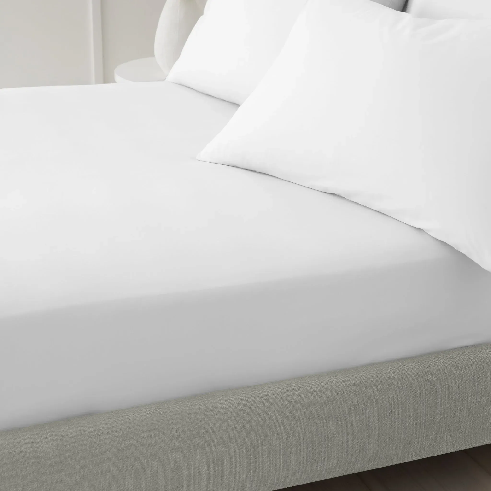 Bianca Percale Single Fitted Bed Sheet - White, Cotton product
