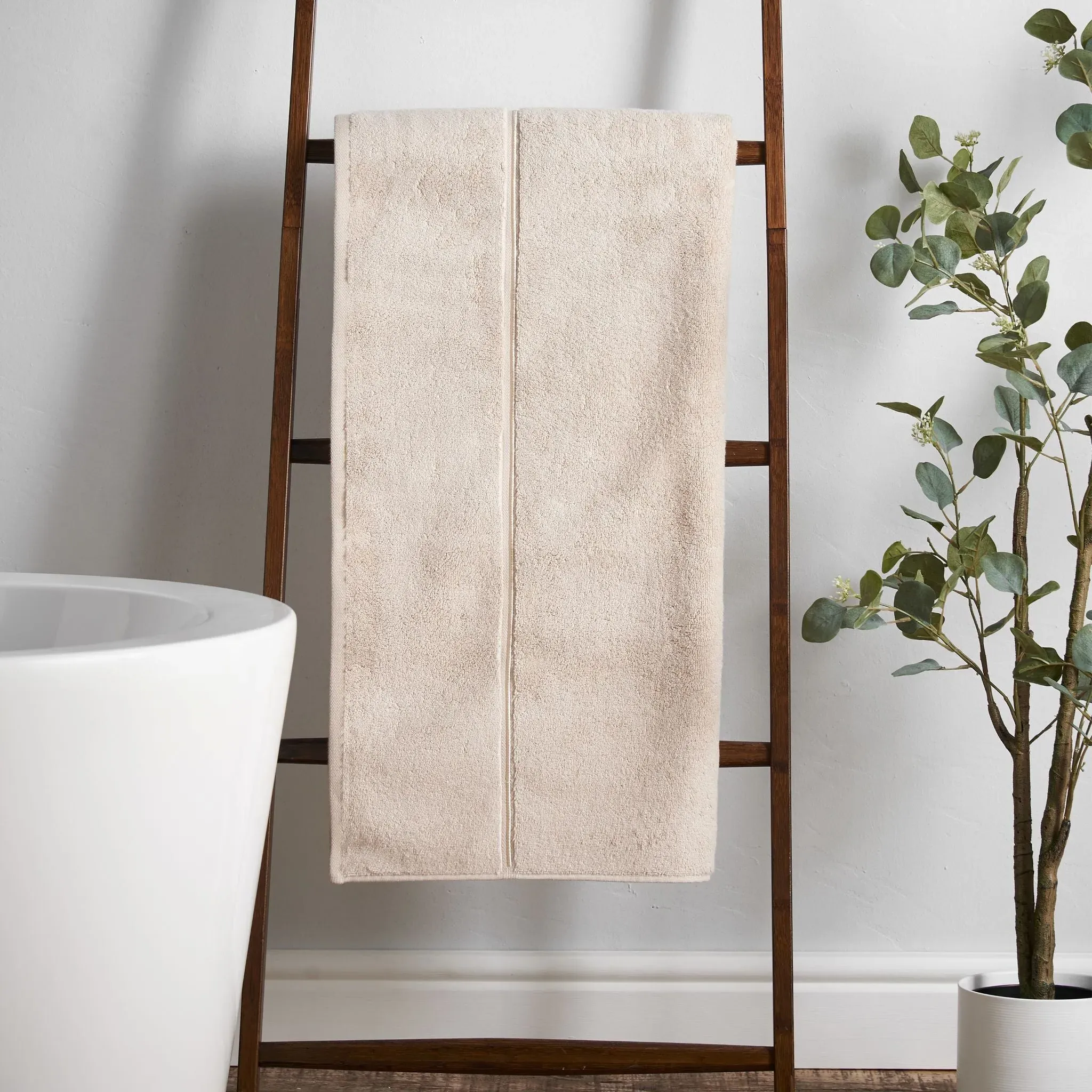 Bianca Satin Stitch Hand Towel - Natural, Cotton product