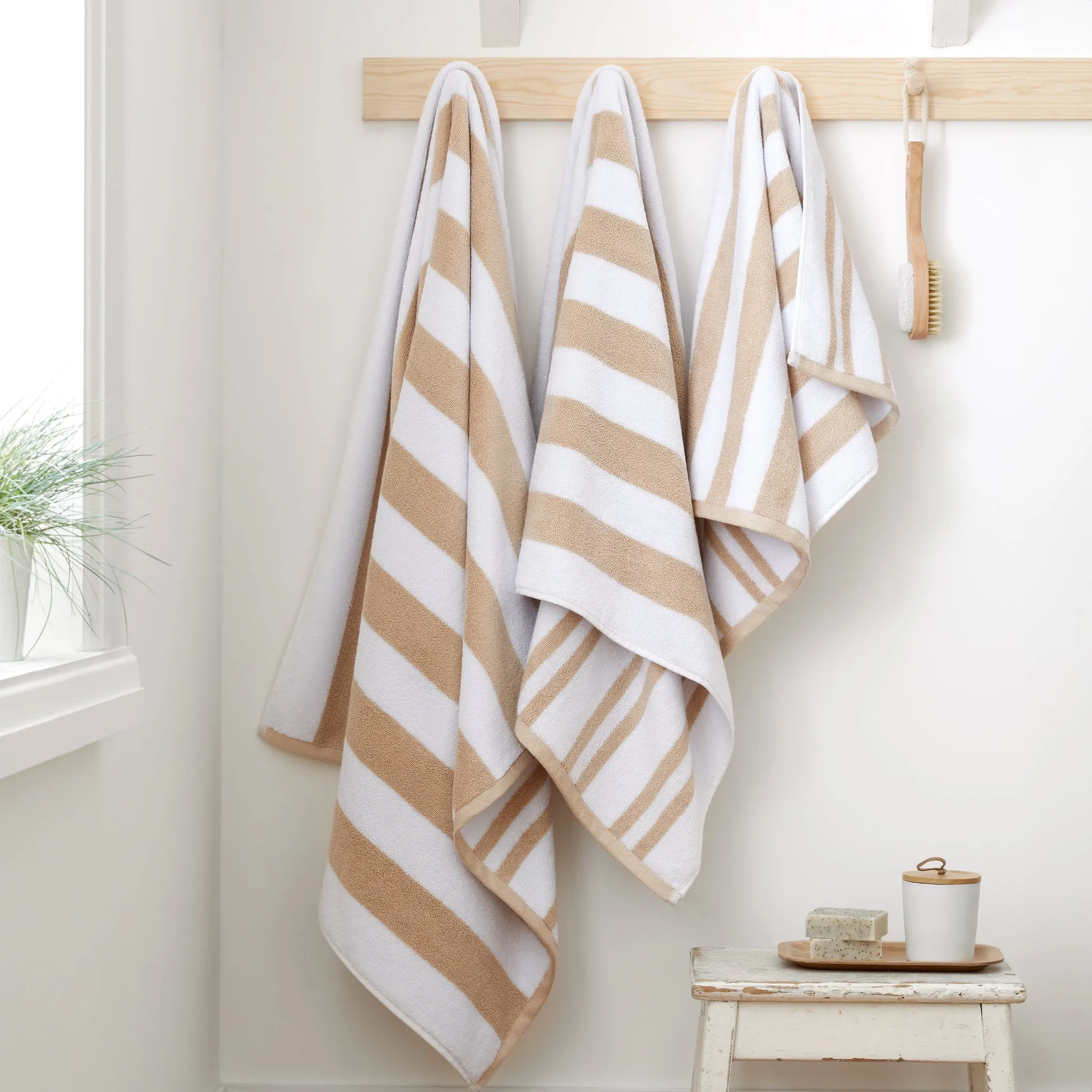 Bianca Stripe Bath Towel - Cream, Cotton product
