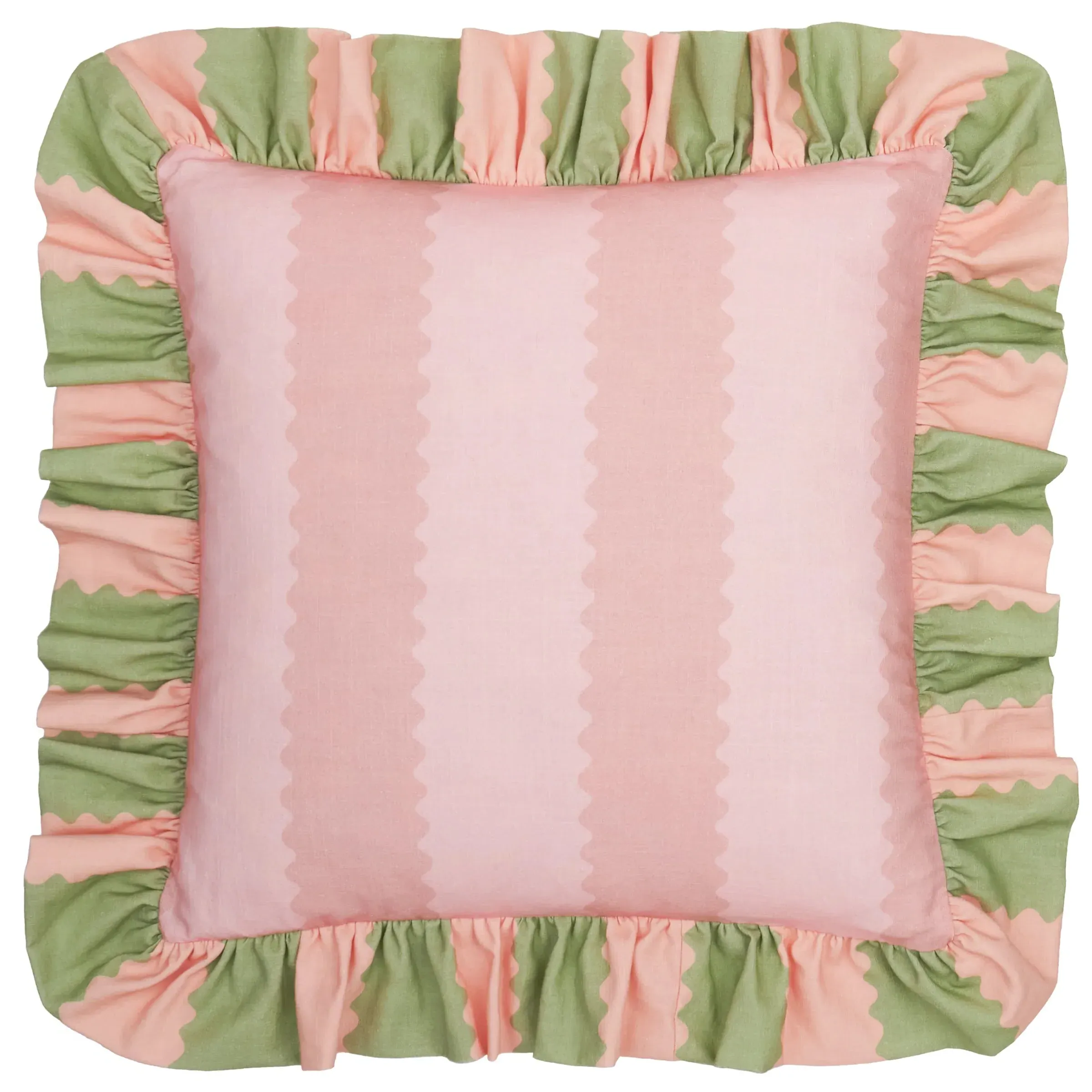Birdie Stripe Ruffle Square Cushion - Cotton Slub product
