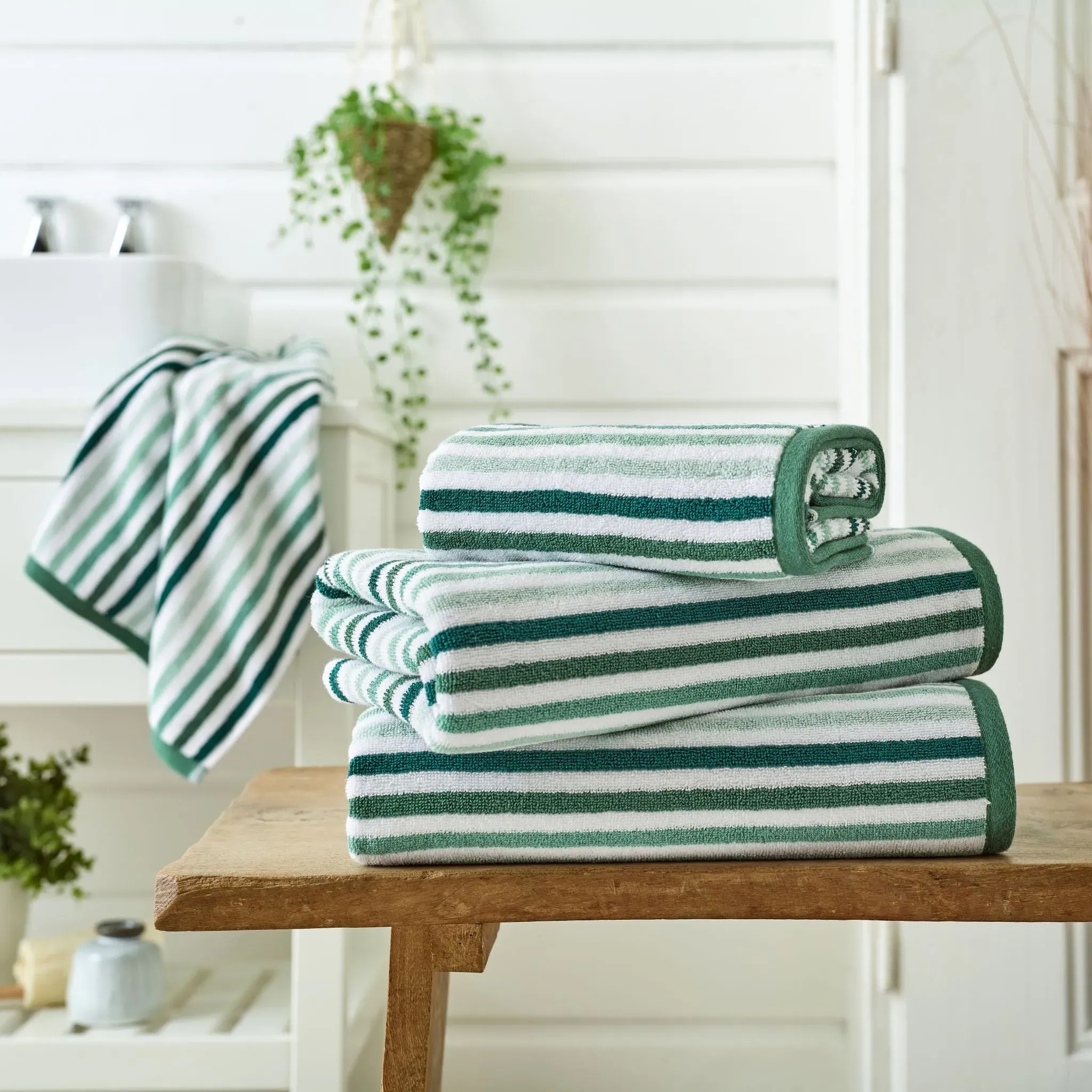 Bliss Linear Stripe Hand Towel - Green product