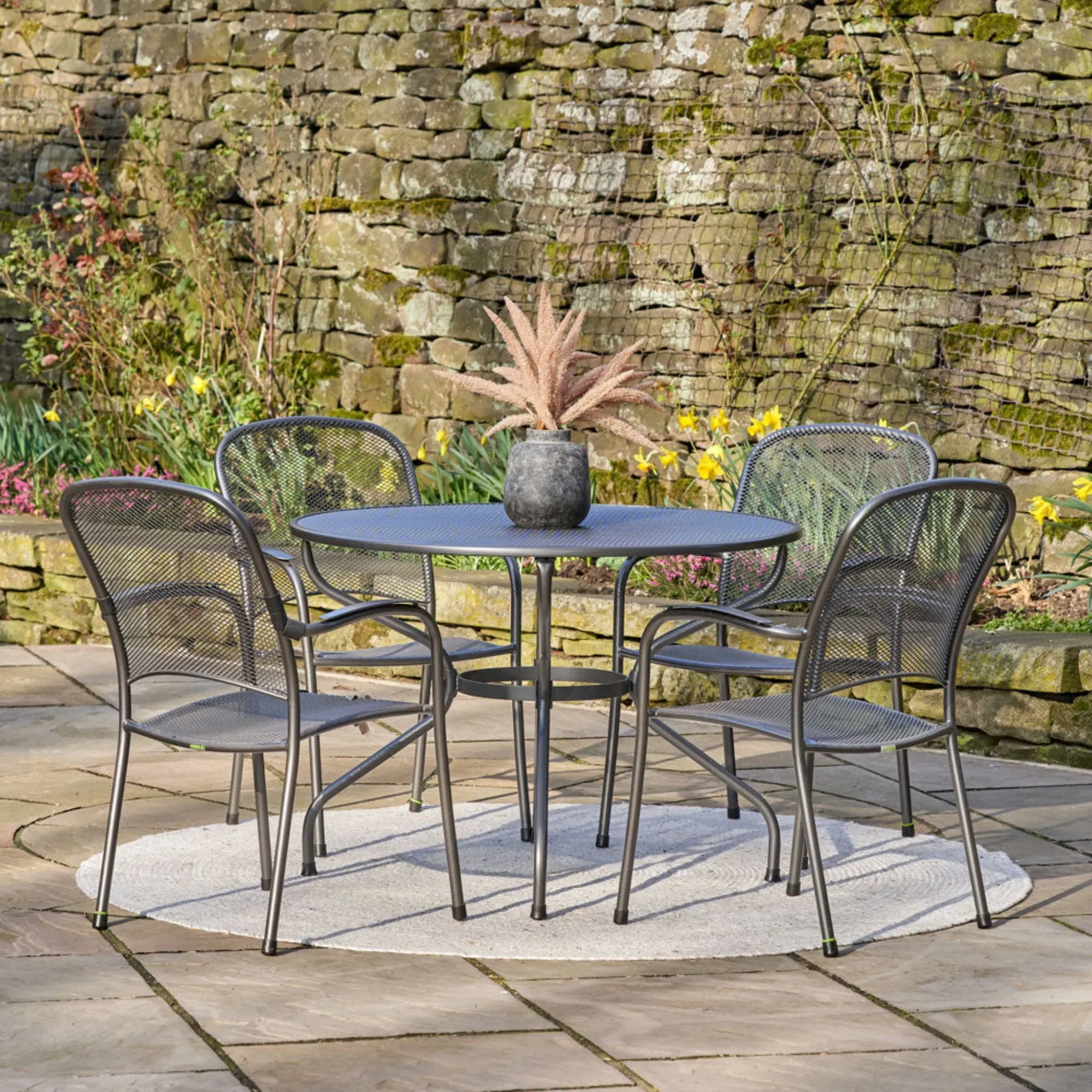 Carlo Round 4-Seater Outdoor Dining Set - Grey, Mesh product