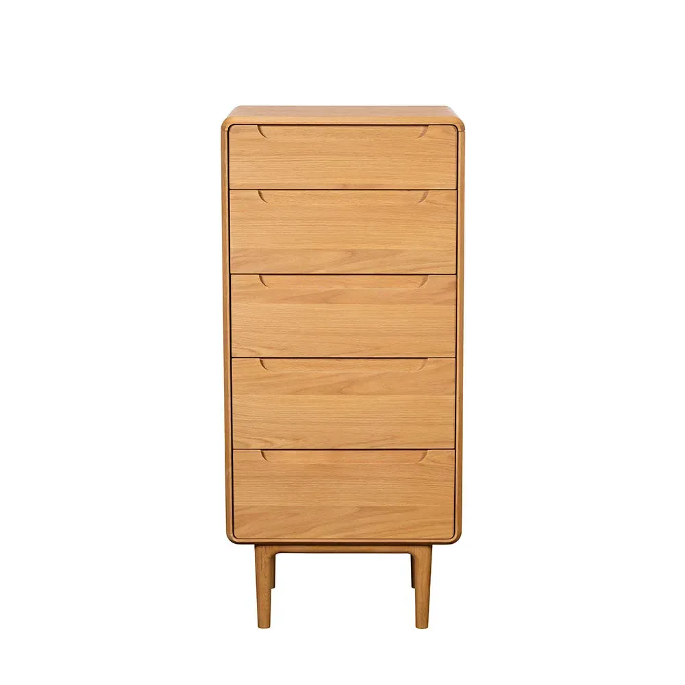 G Plan Winchester 5 Drawer Tall Chest with Mirror - Light Oak product