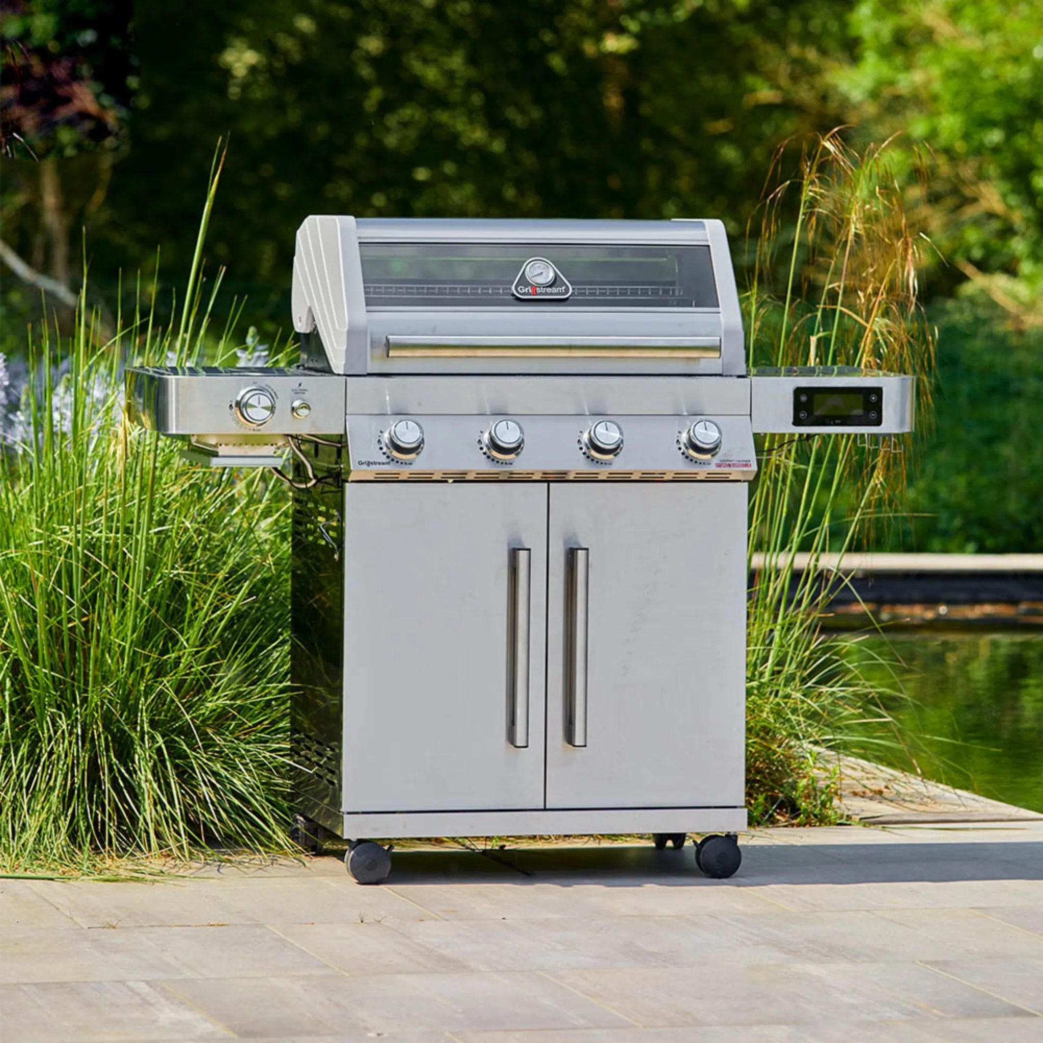 Gourmet 4 Burner Hybrid BBQ with Steak Shelf - Stainless Steel product