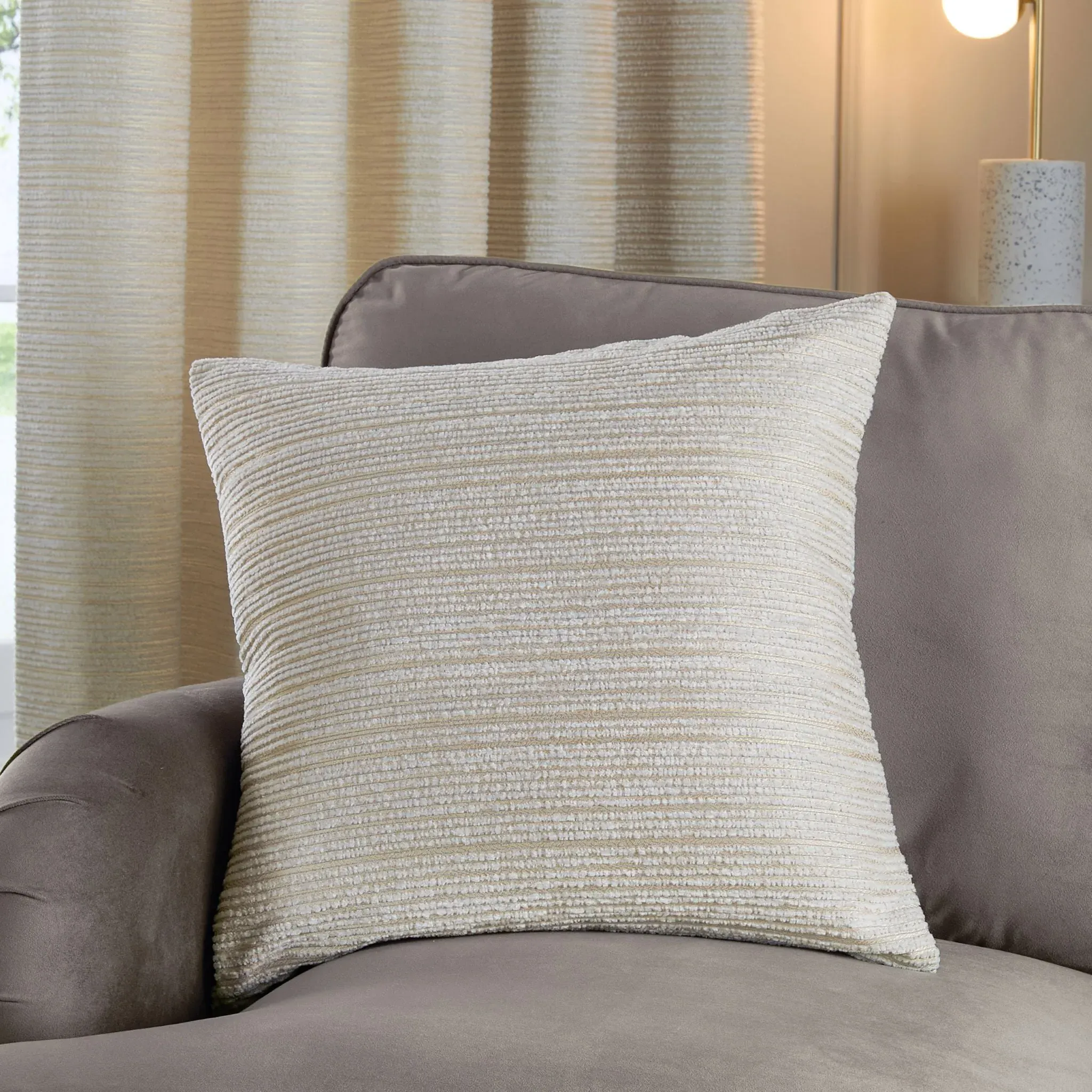 Jupiter Feather Square Cushion - Cream, Gold product