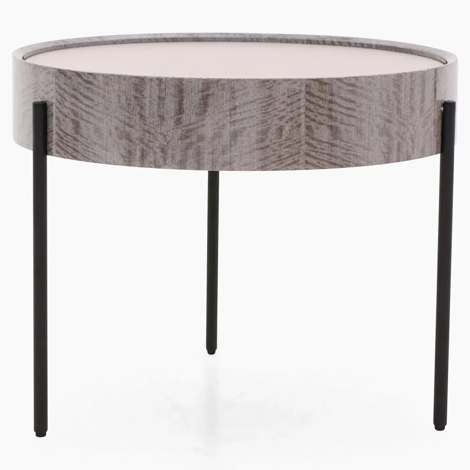 Malia Side Table with Soft-Close Drawers - Grey Maple, Matt Black product