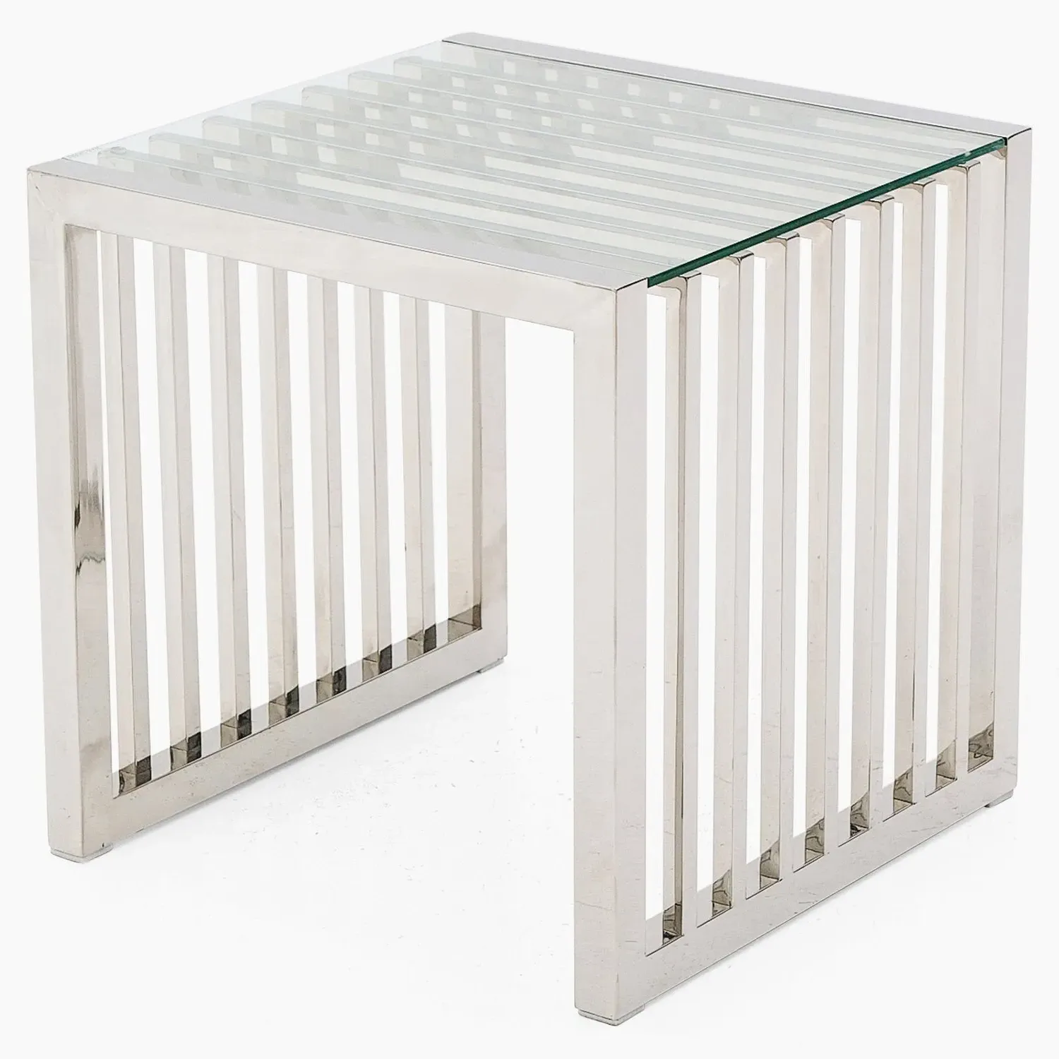 Napoli Side Table - Clear Glass, Stainless Steel product