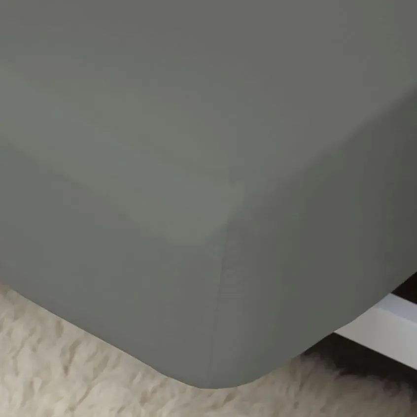 Percale Extra Deep Double Fitted Sheet - Light Grey, Cotton product