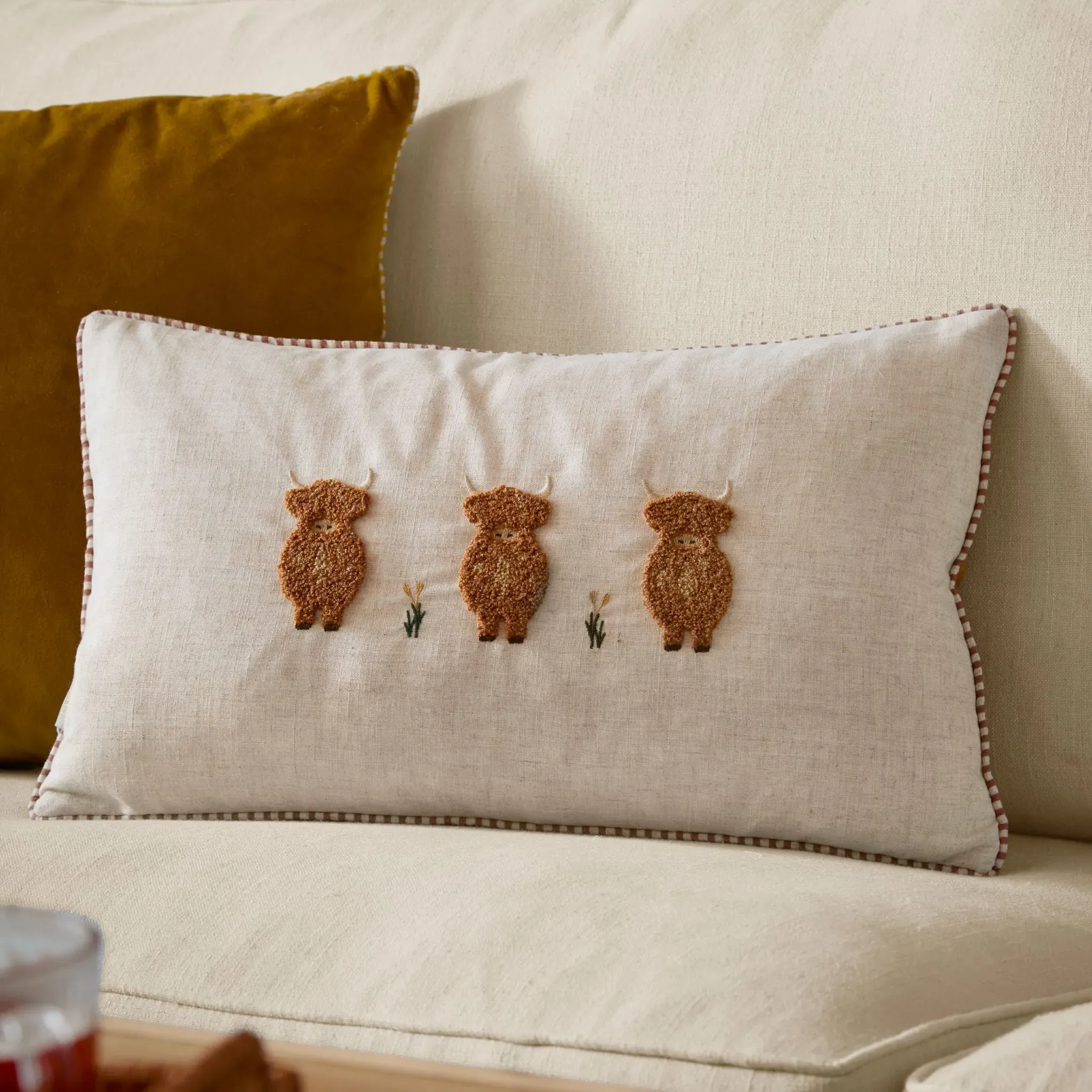 Ramble Highland Cows Poly Cushion - Ginger product
