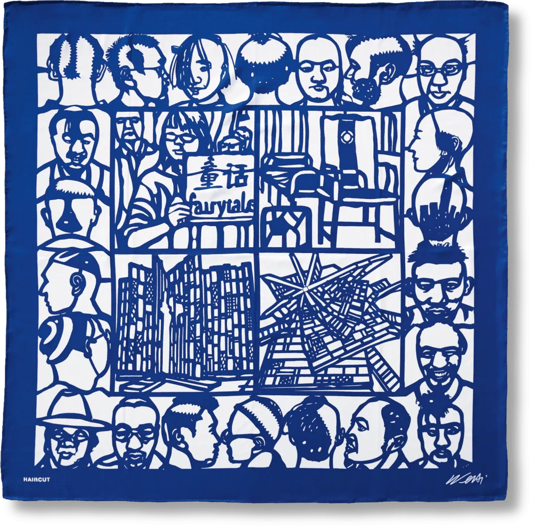 Ai Weiwei 'Haircut' Silk Scarf - Blue product