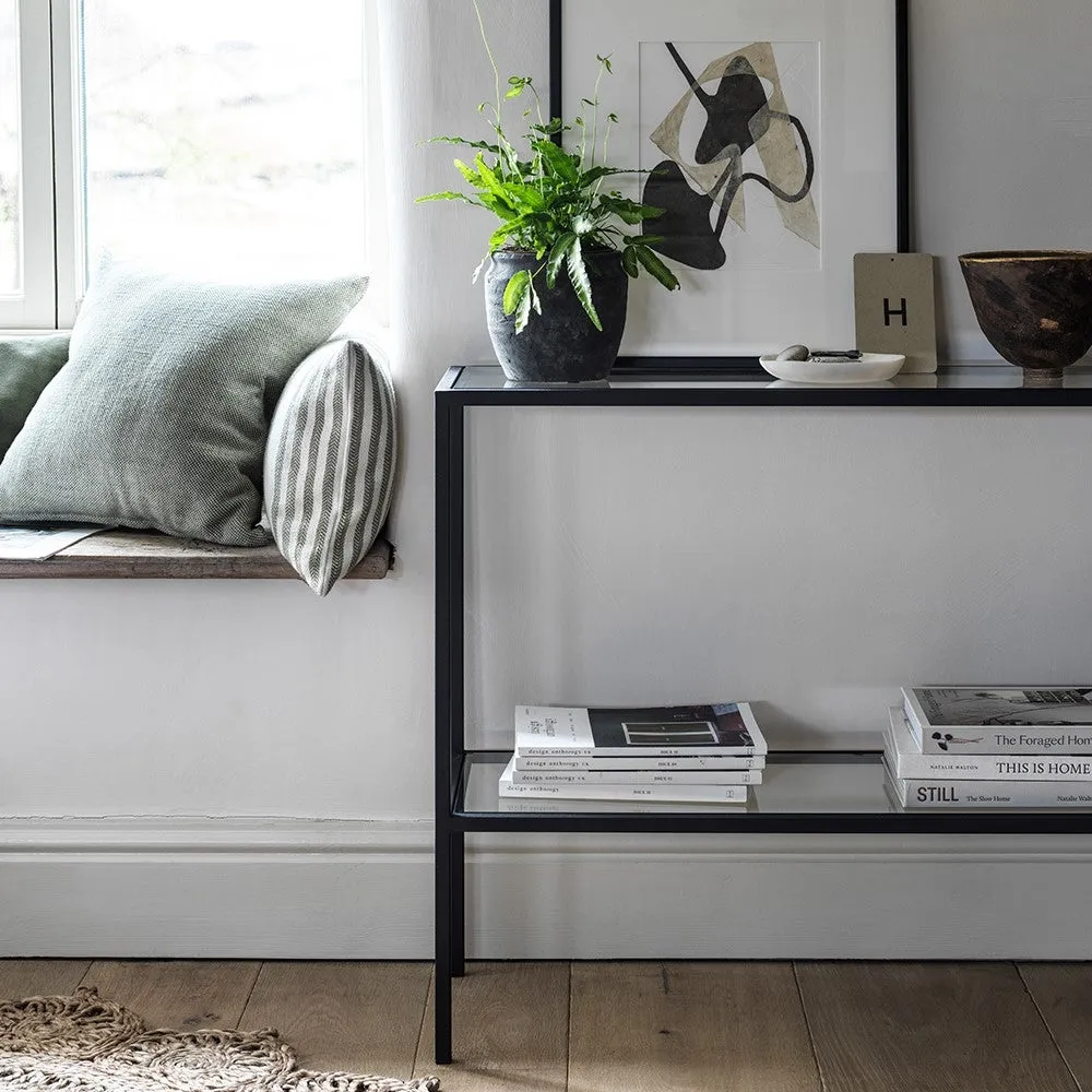 Foxcote Metal & Glass Console Table - Black