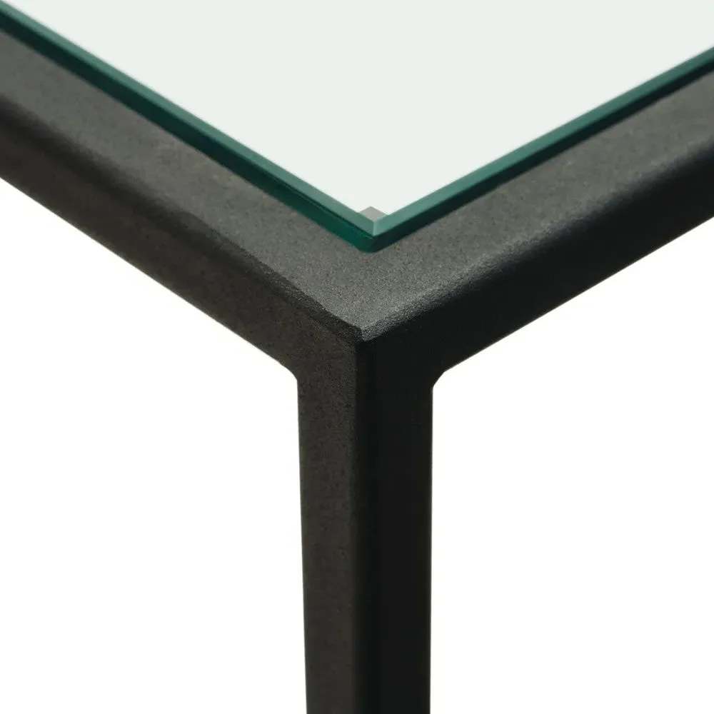 Foxcote Metal & Glass Console Table - Black