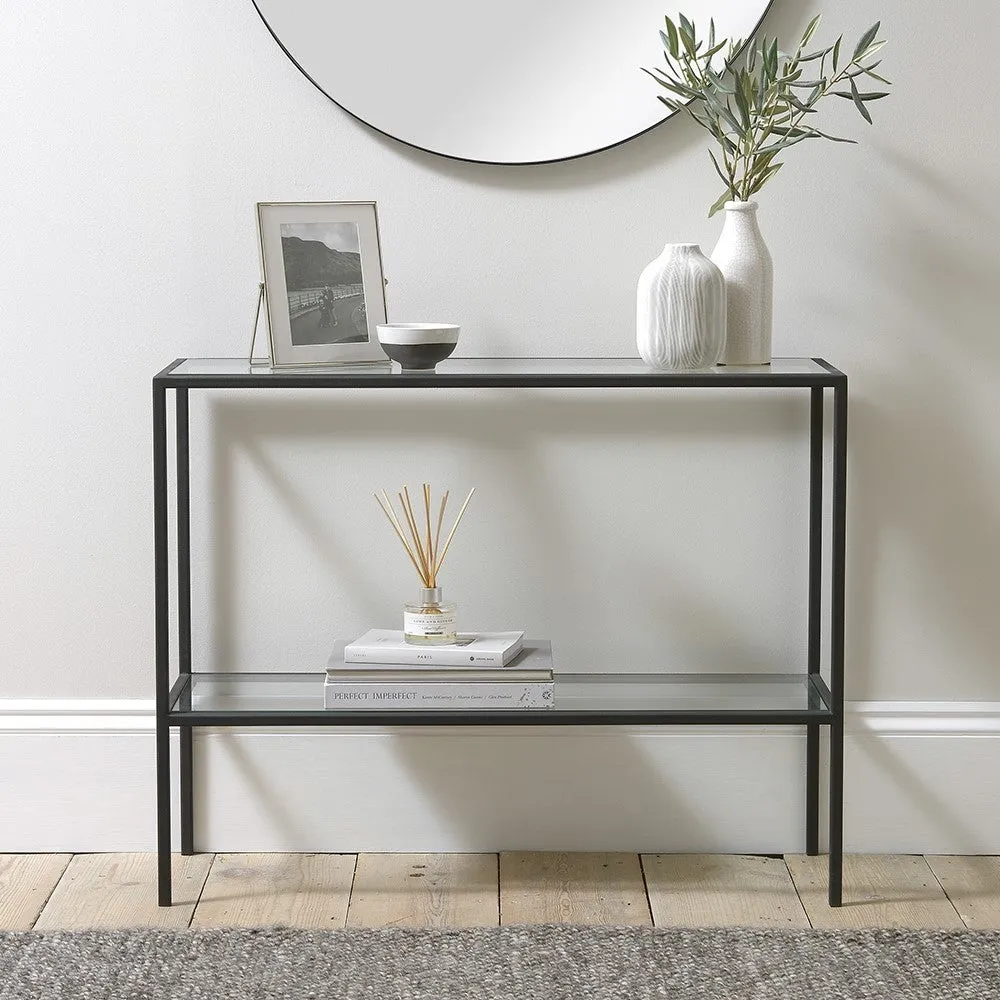 Foxcote Metal & Glass Console Table - Black