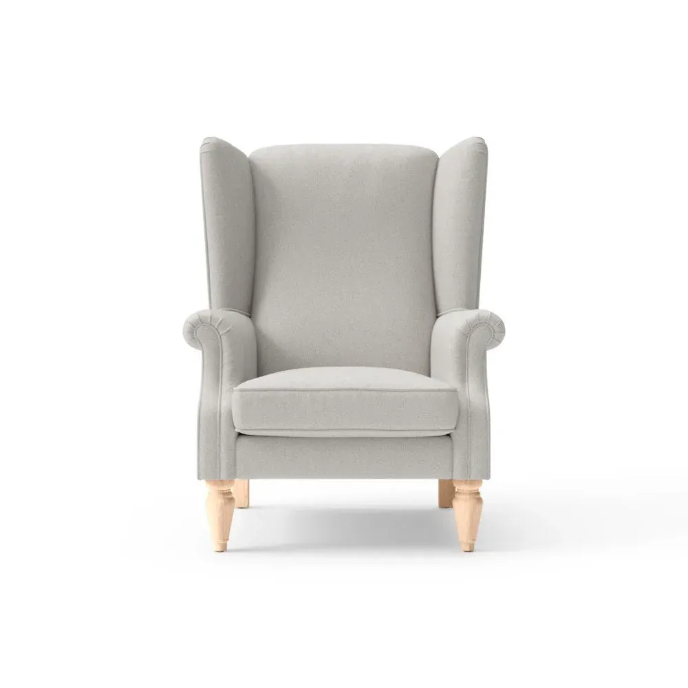 Alice Wing Back Armchair - Mid Grey, Chunky Cotton