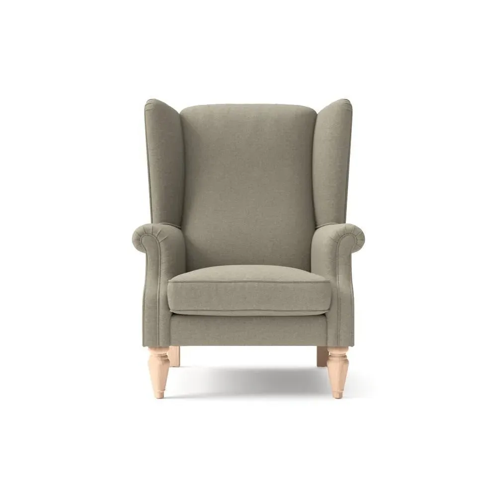 Alice Wing Back Armchair - Mid Grey, House Linen Mix image