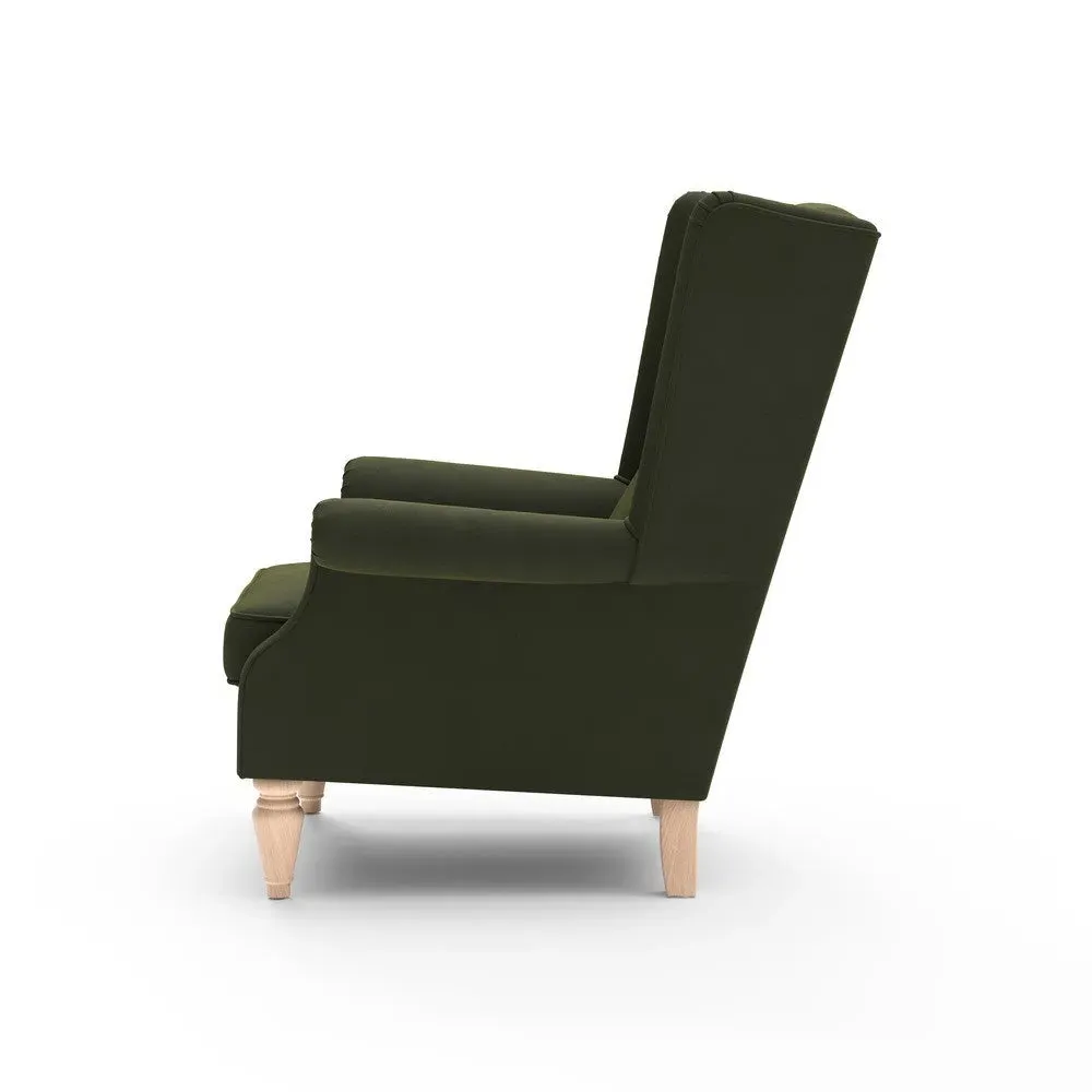 Alice Winged Armchair - Forest Green, Matt Velvet