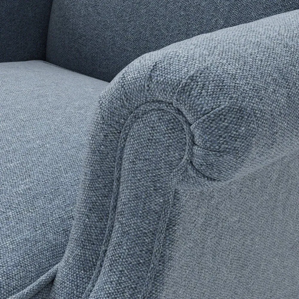 Alice Winged Armchair - Indigo, Rustic Weave
