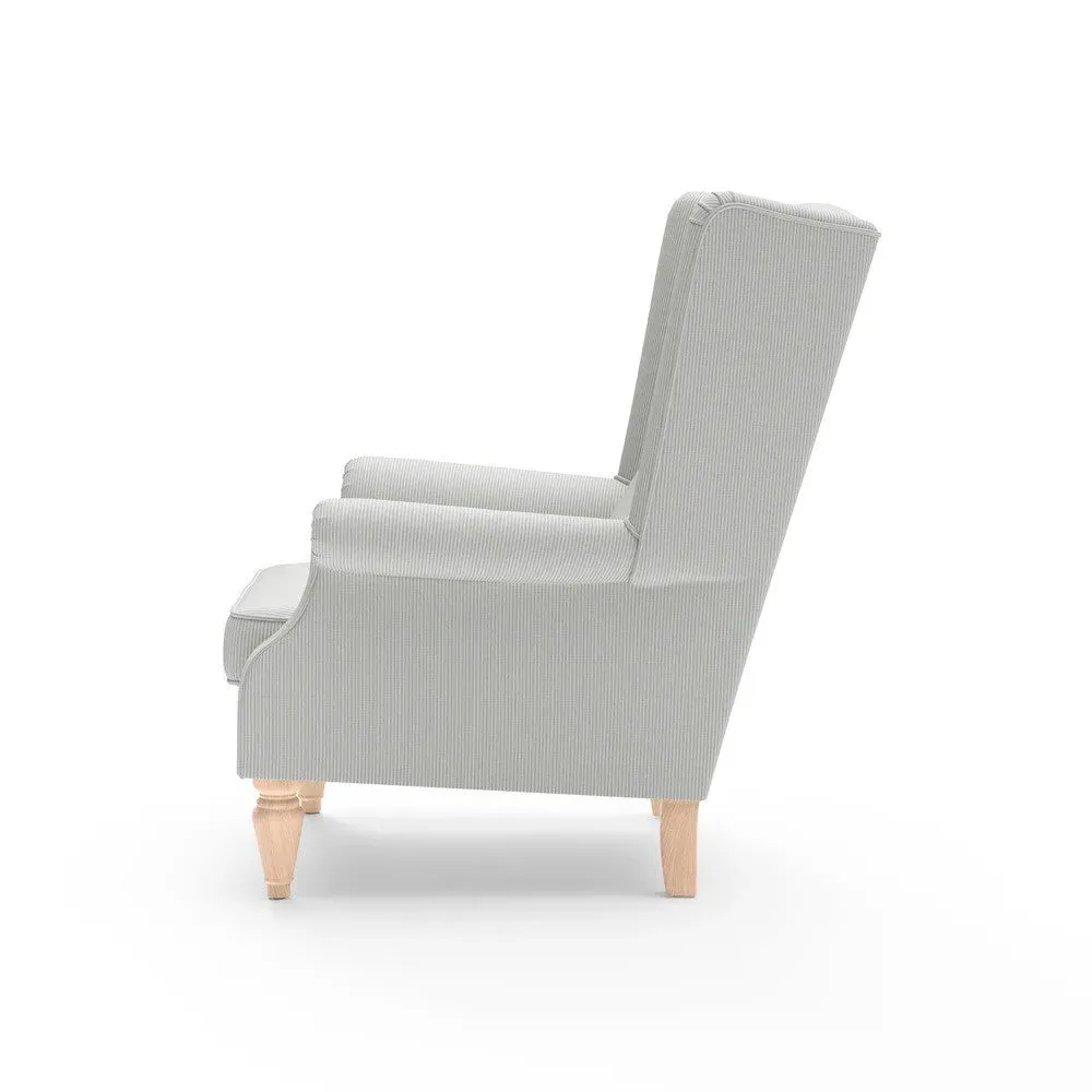 Wing Back Armchair - Duck Egg, Broadway Stripe
