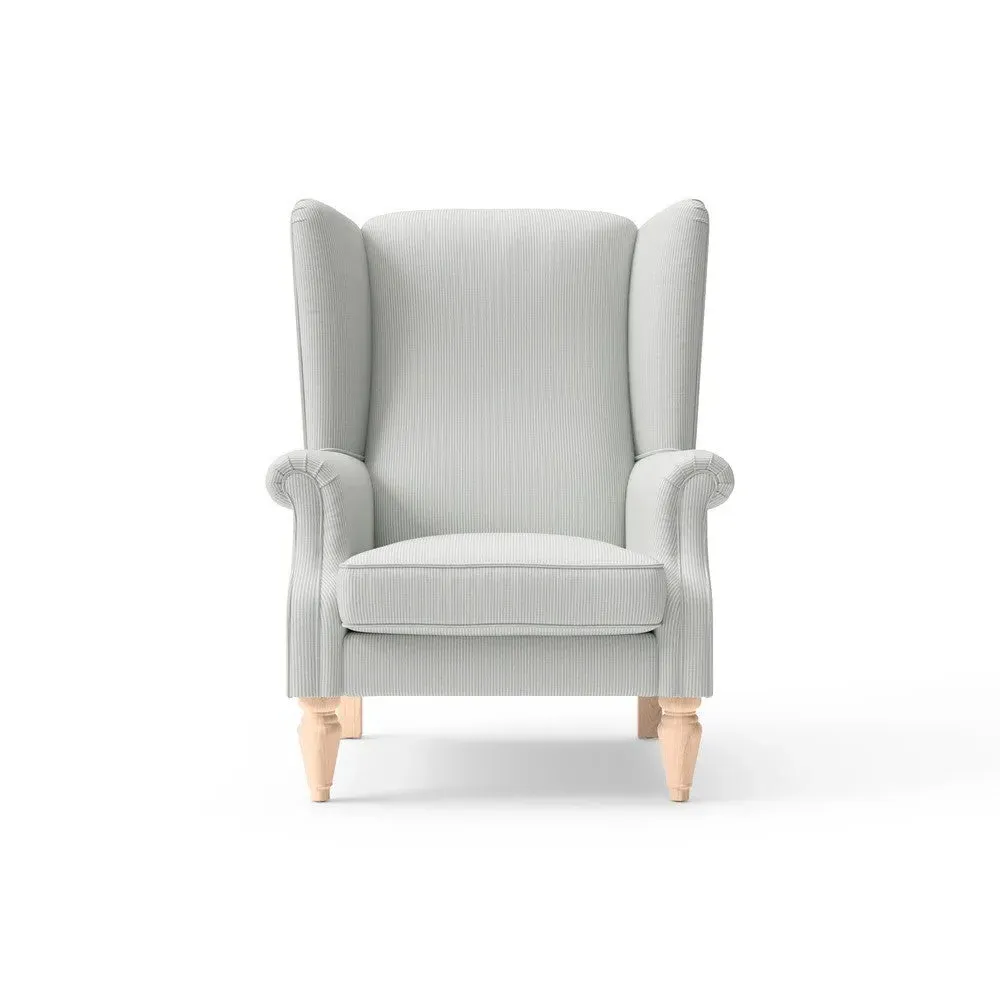 Wing Back Armchair - Duck Egg, Broadway Stripe