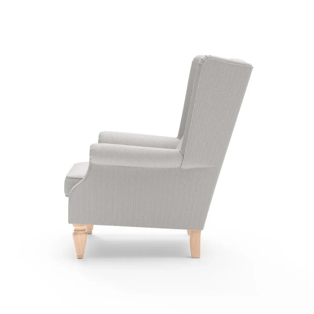 Wing Back Armchair - Grey, Broadway Stripe