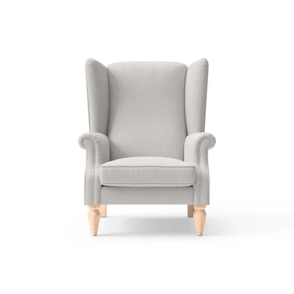 Wing Back Armchair - Grey, Broadway Stripe