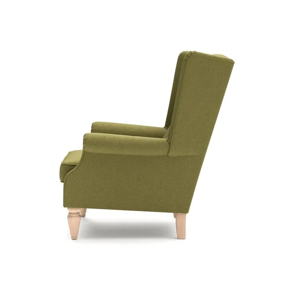 Winged Armchair - Apple Green, House Linen Mix