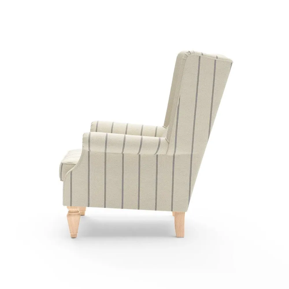 Winged Armchair - Charcoal, Compton Stripe