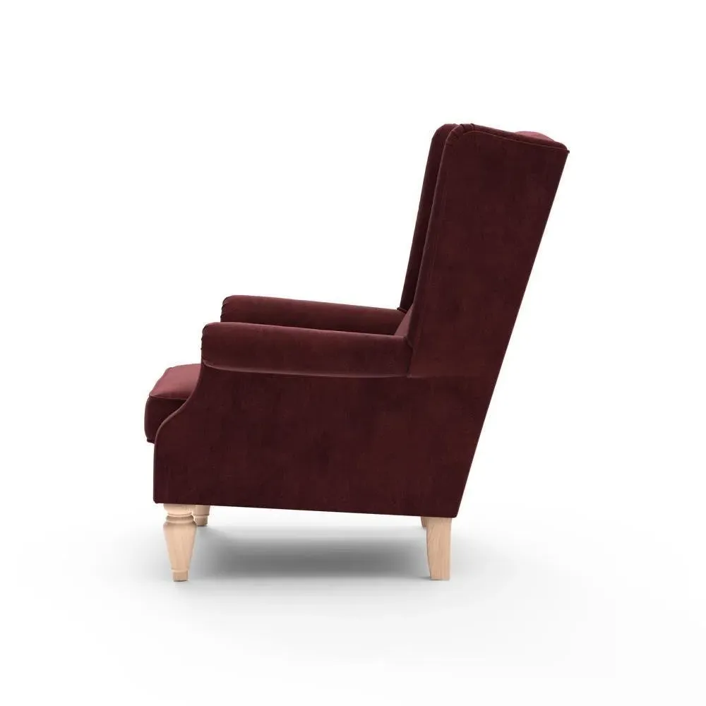 Winged Armchair - Dark Rosehip, Matt Velvet