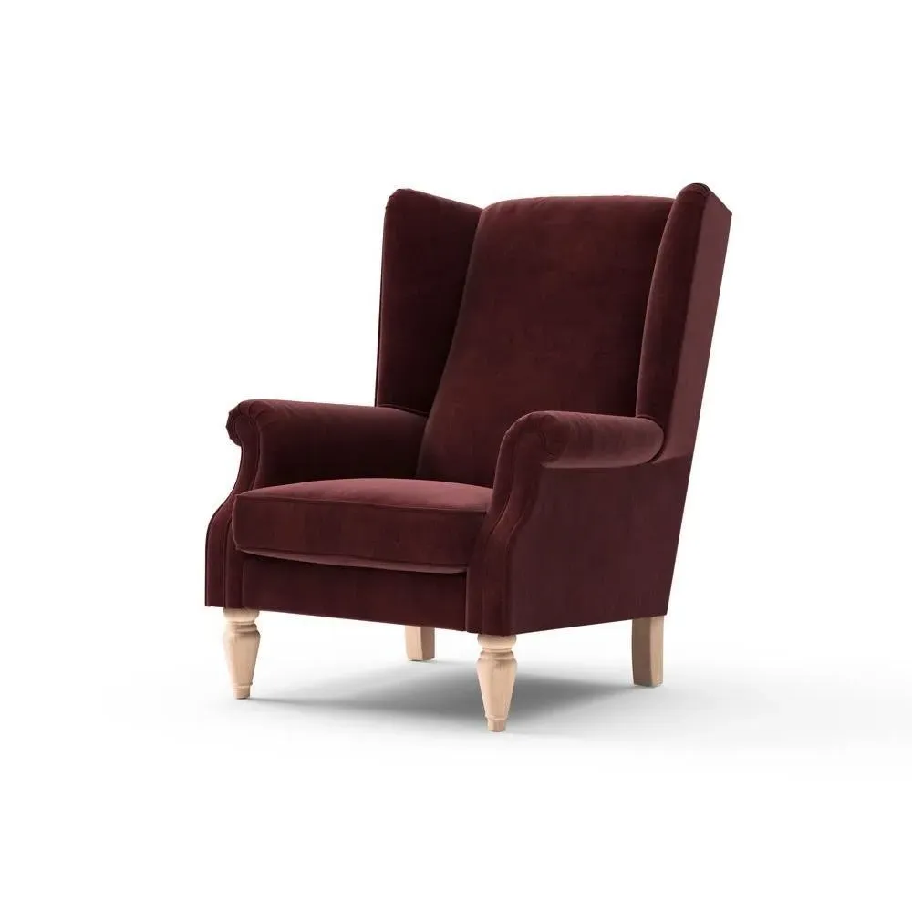 Winged Armchair - Dark Rosehip, Matt Velvet