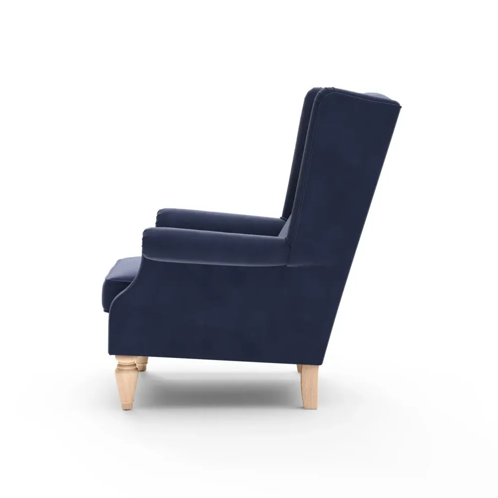 Winged Armchair - Deep Blue, Matt Velvet