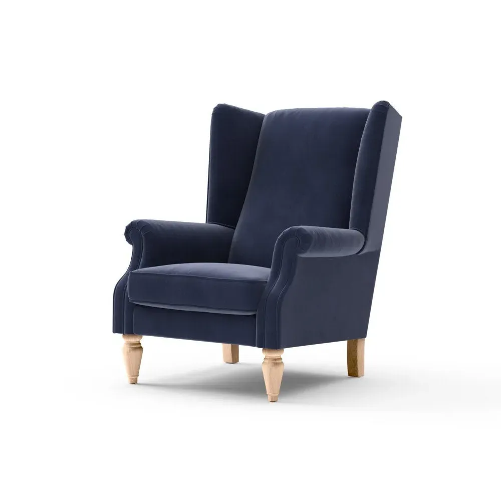 Winged Armchair - Deep Blue, Matt Velvet