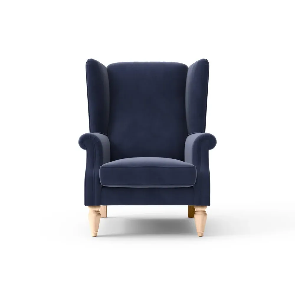 Winged Armchair - Deep Blue, Matt Velvet