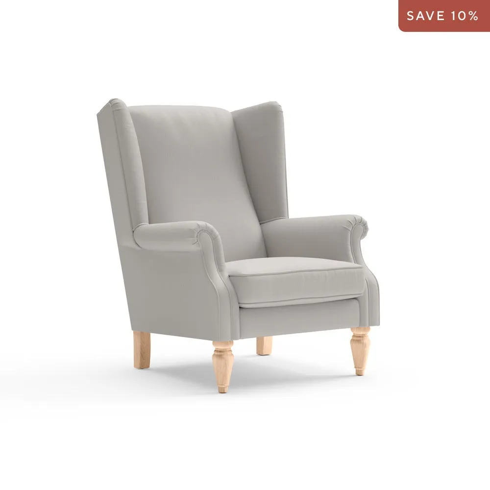 Winged Armchair - Dove Grey, House Linen Mix