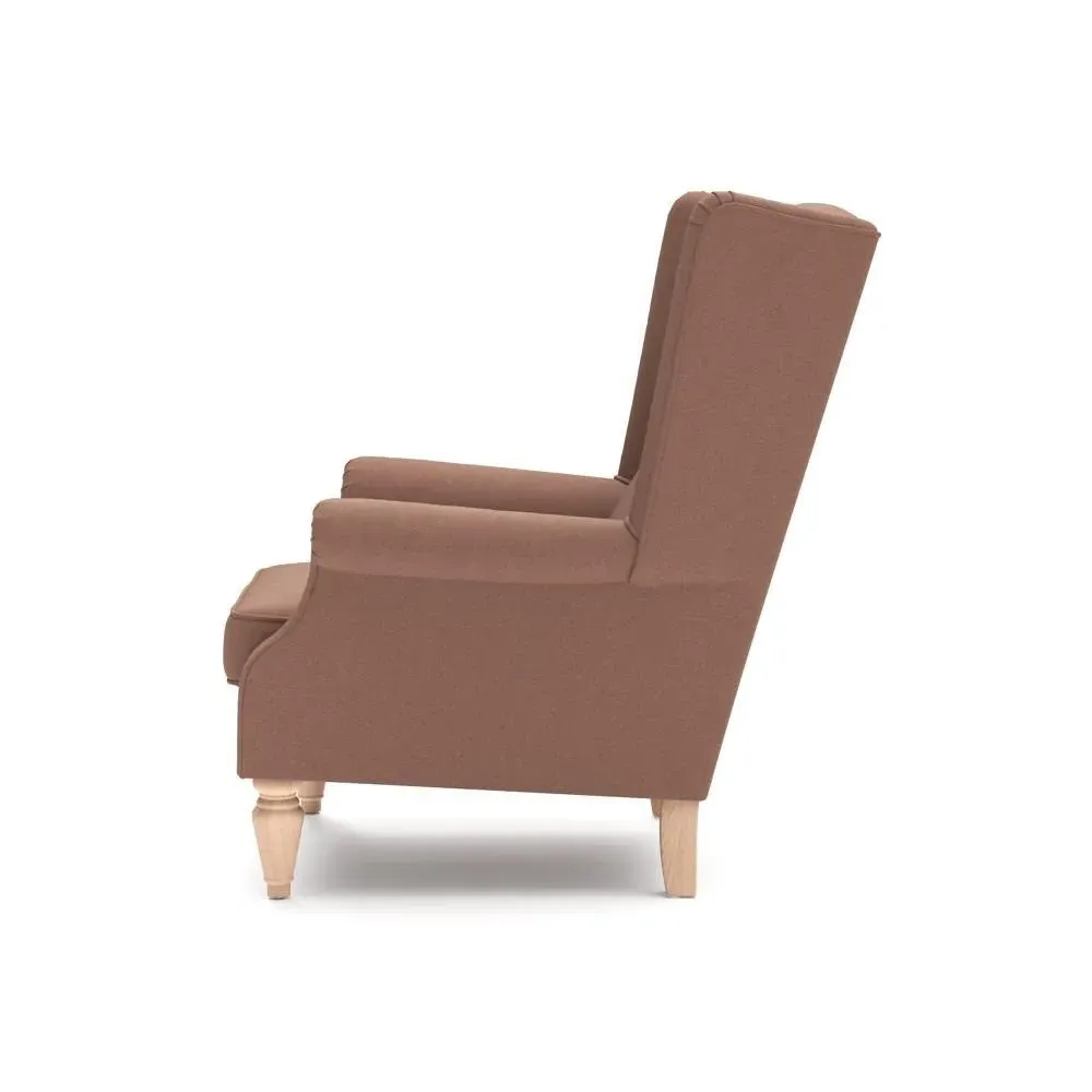 Winged Armchair - Dusky Blush, House Linen Mix