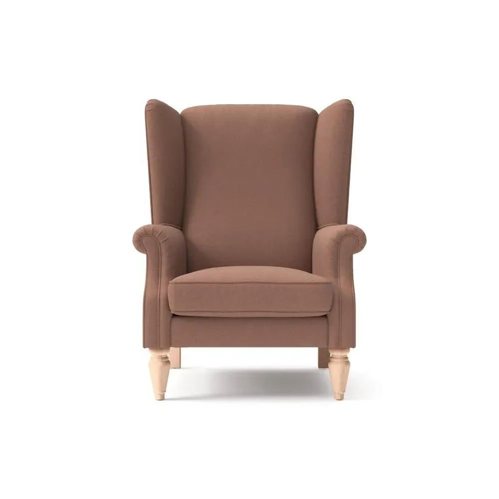 Winged Armchair - Dusky Blush, House Linen Mix