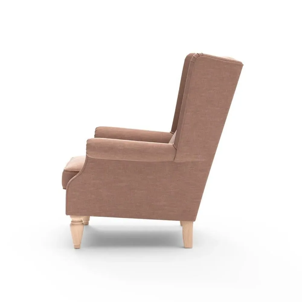 Winged Armchair - Dusky Rose, Eco Chenille