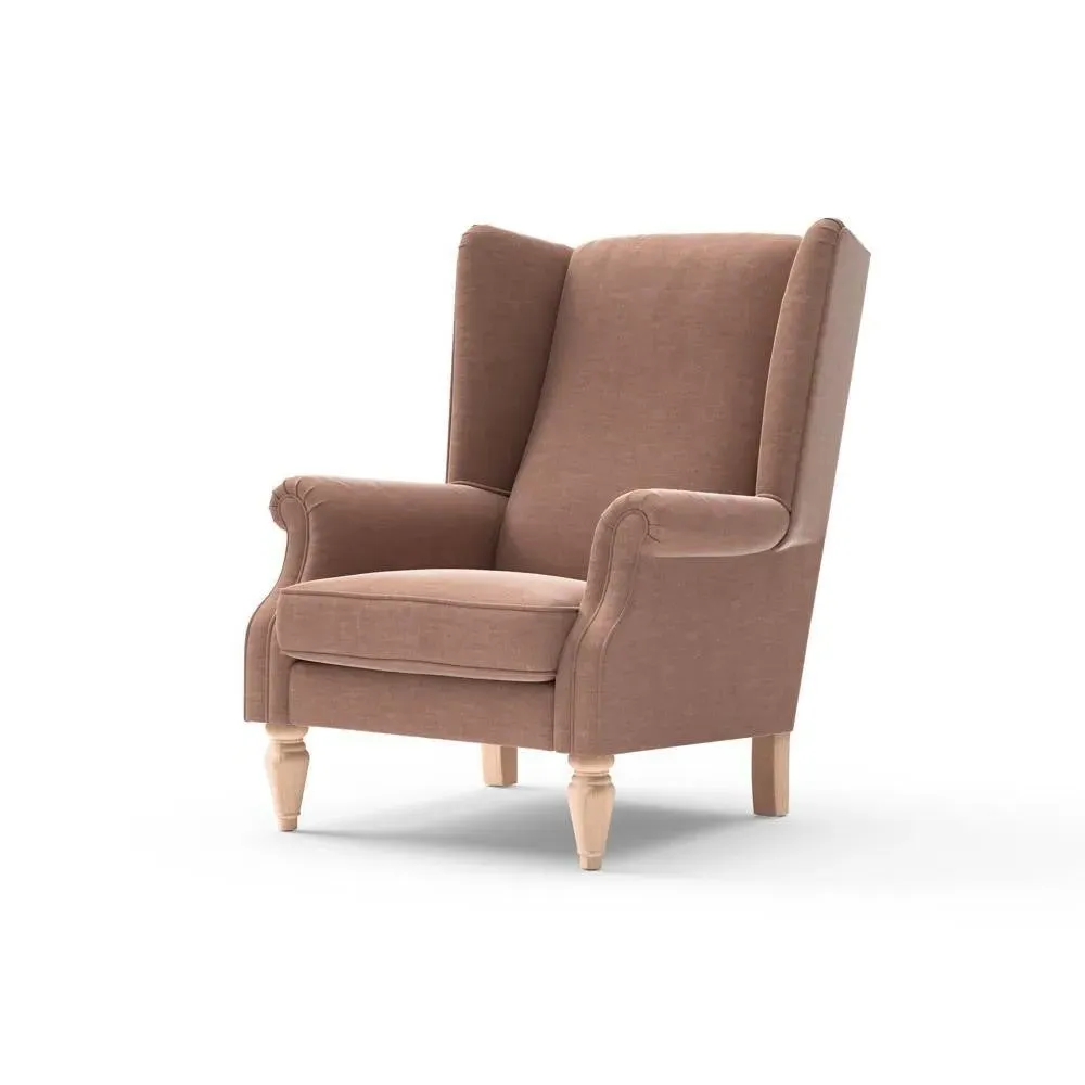 Winged Armchair - Dusky Rose, Eco Chenille