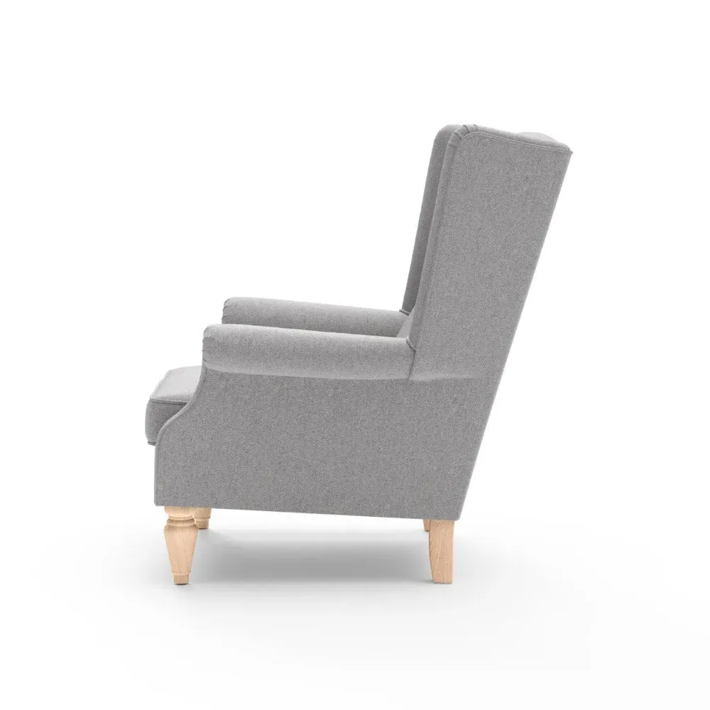 Winged Armchair - Grey, Rustic Weave