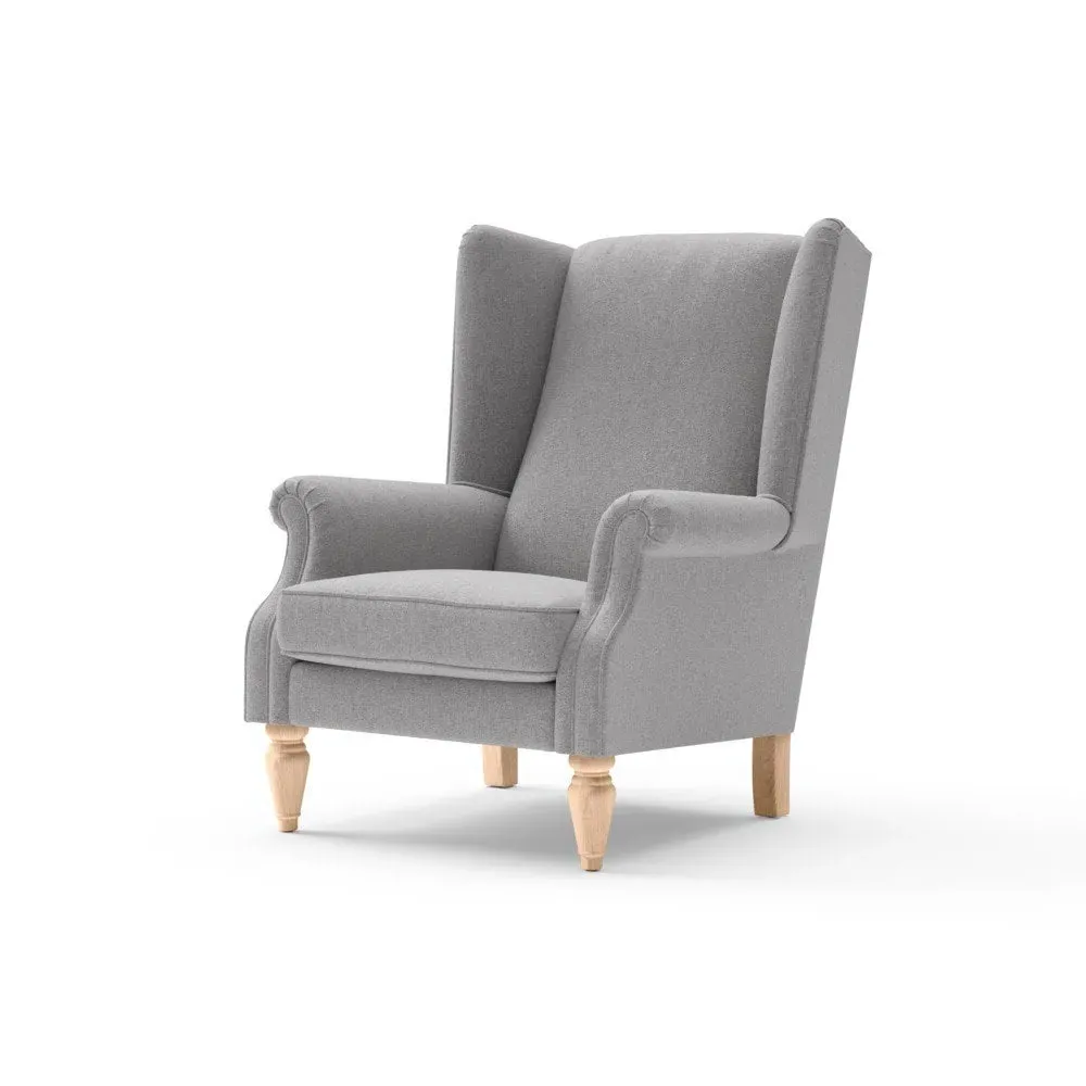 Winged Armchair - Grey, Rustic Weave