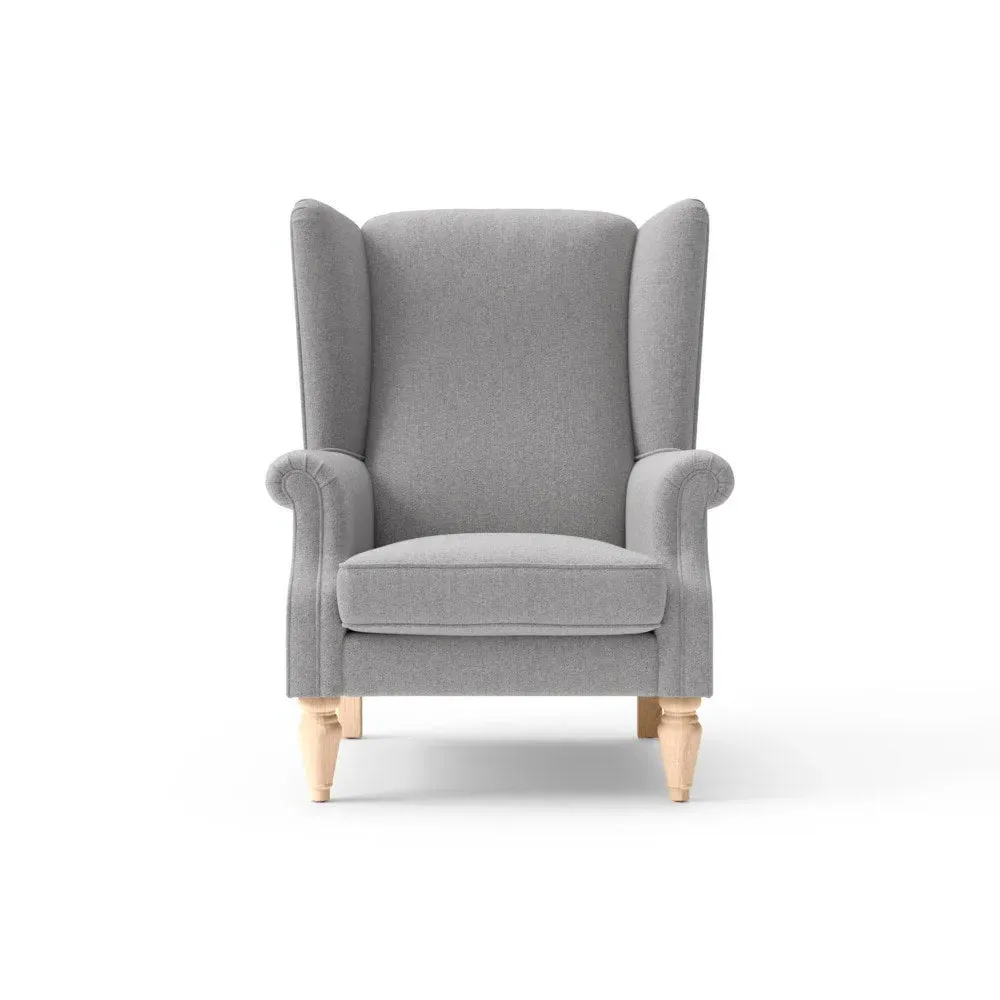 Winged Armchair - Grey, Rustic Weave