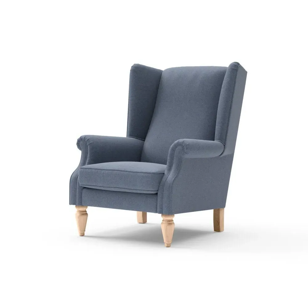 Winged Armchair - Indigo, House Linen Mix
