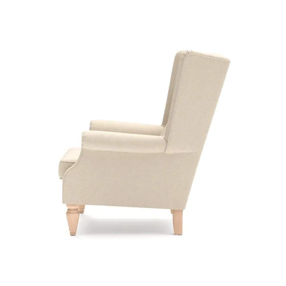 Winged Armchair - Lily White, House Linen Mix