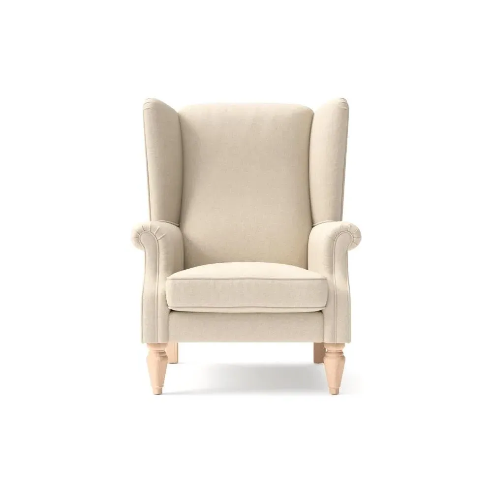 Winged Armchair - Lily White, House Linen Mix