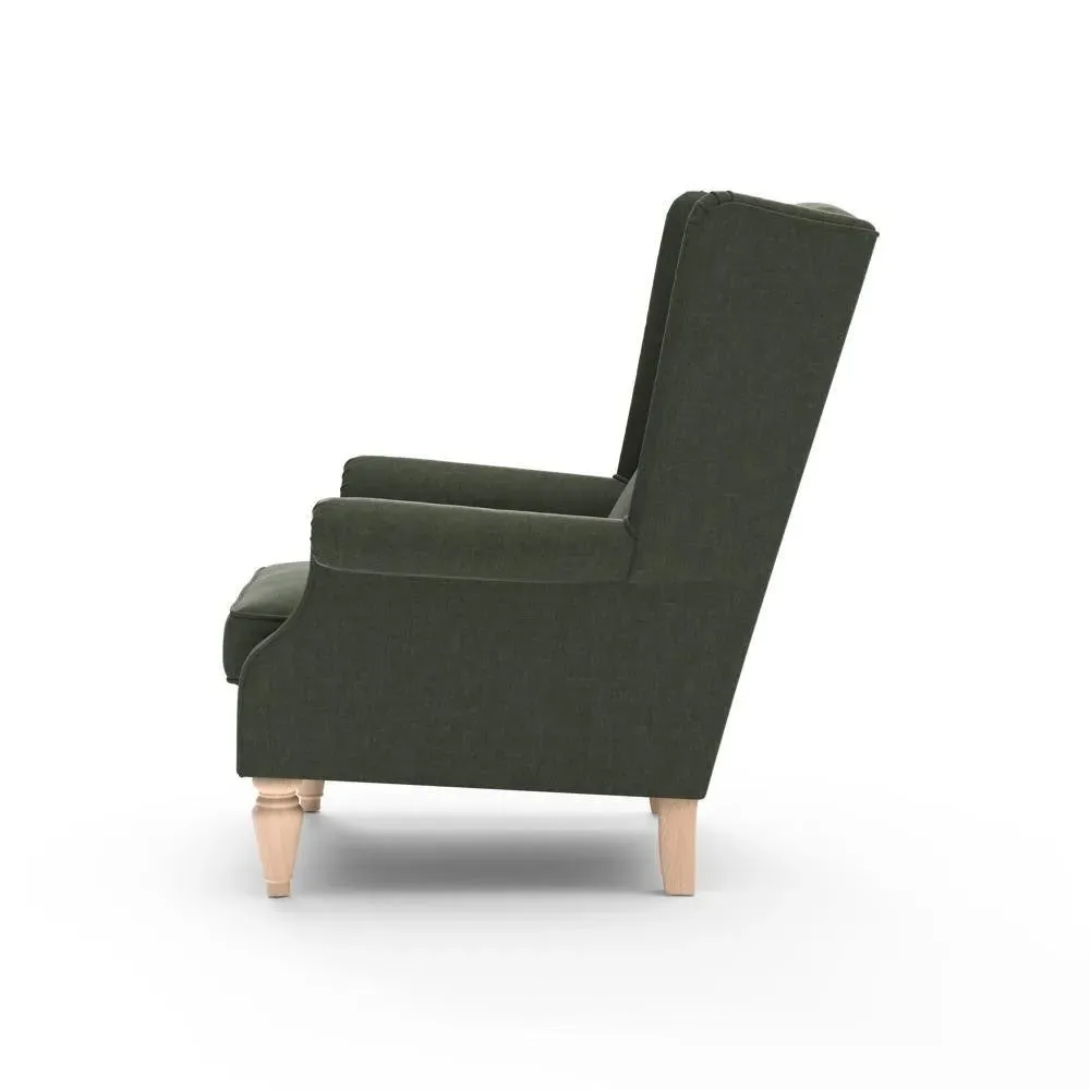 Winged Armchair - Moss, Eco Chenille