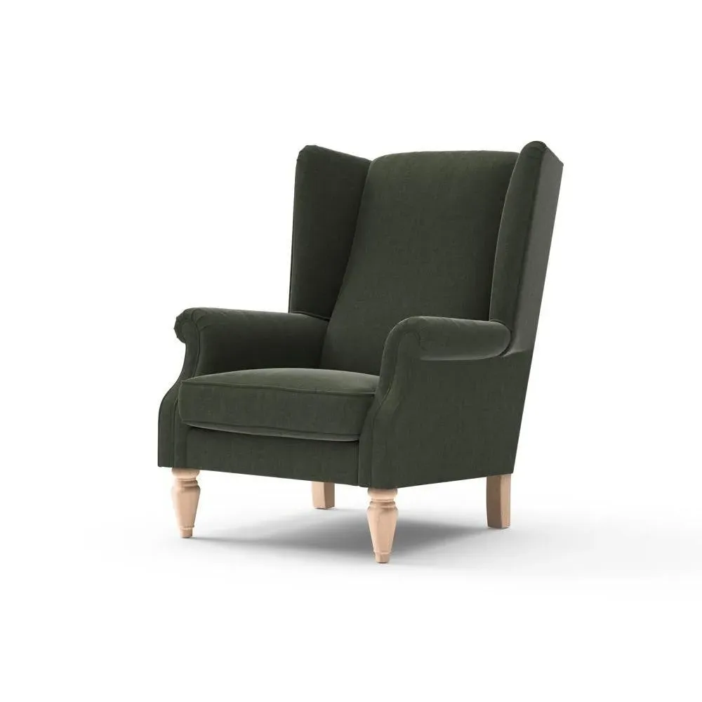 Winged Armchair - Moss, Eco Chenille