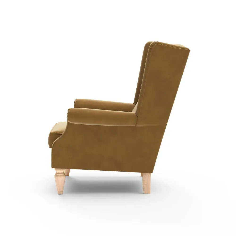 Winged Armchair - Mustard, Matt Velvet
