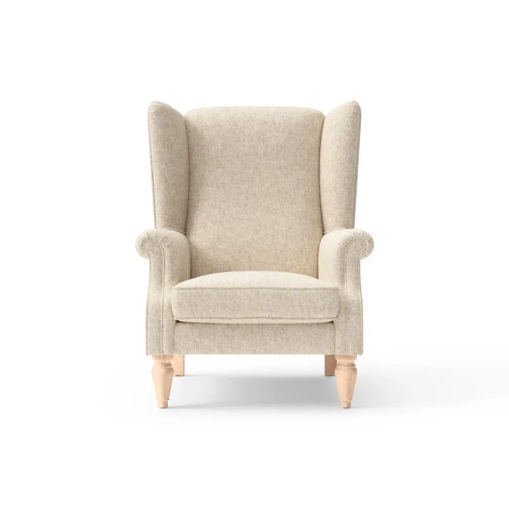 Winged Armchair - Natural, Aquaclean Oxford