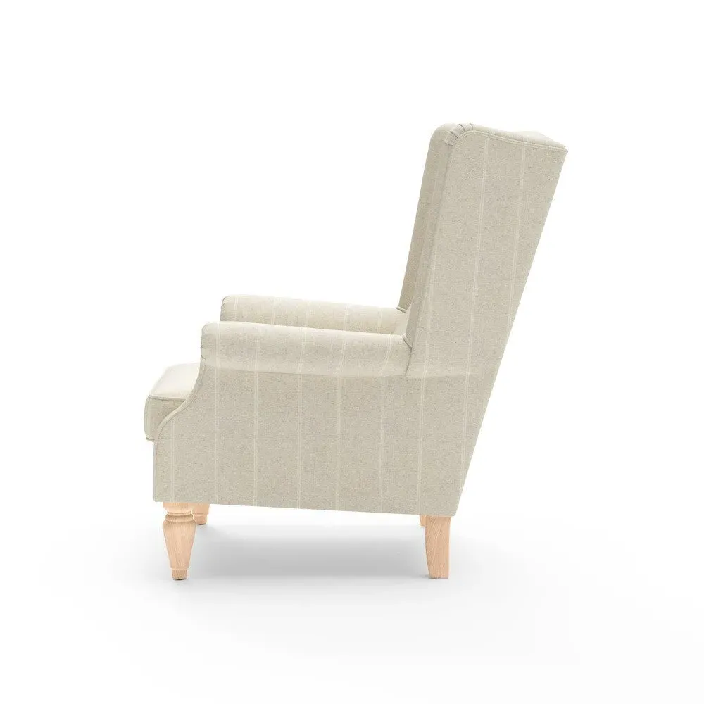 Winged Armchair - Natural, Compton Stripe